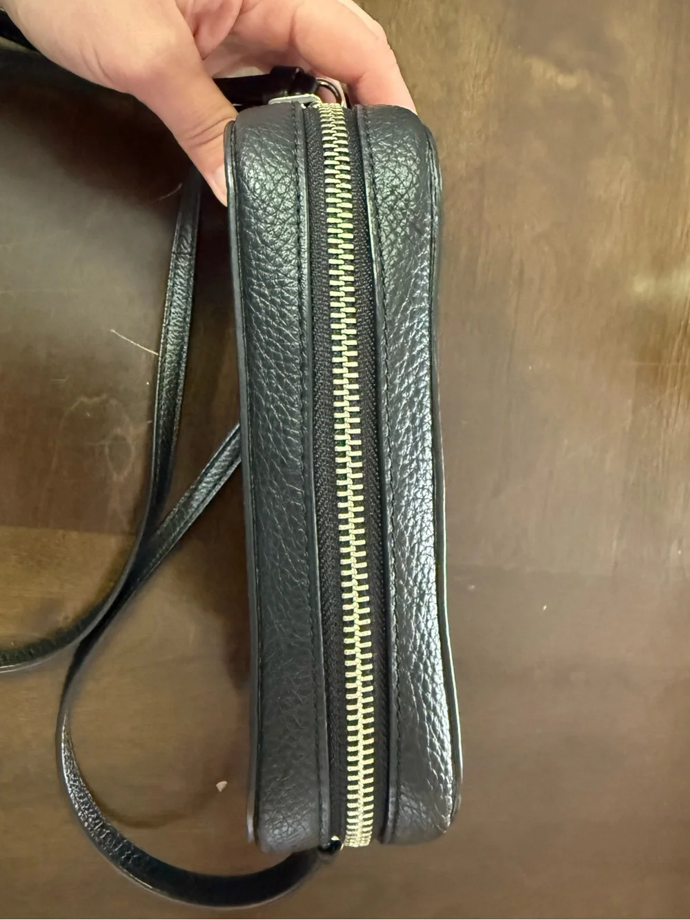 Coach Black Pebbled Leather Mini Camera Bag